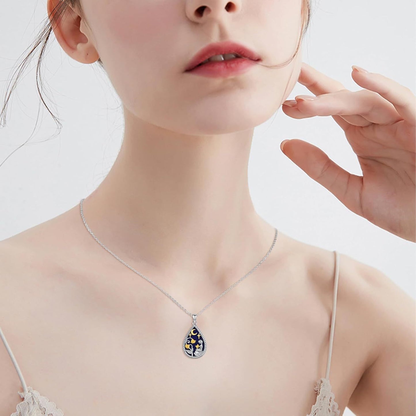 Book Lover Necklace Teardrop Pendant Reading Necklace