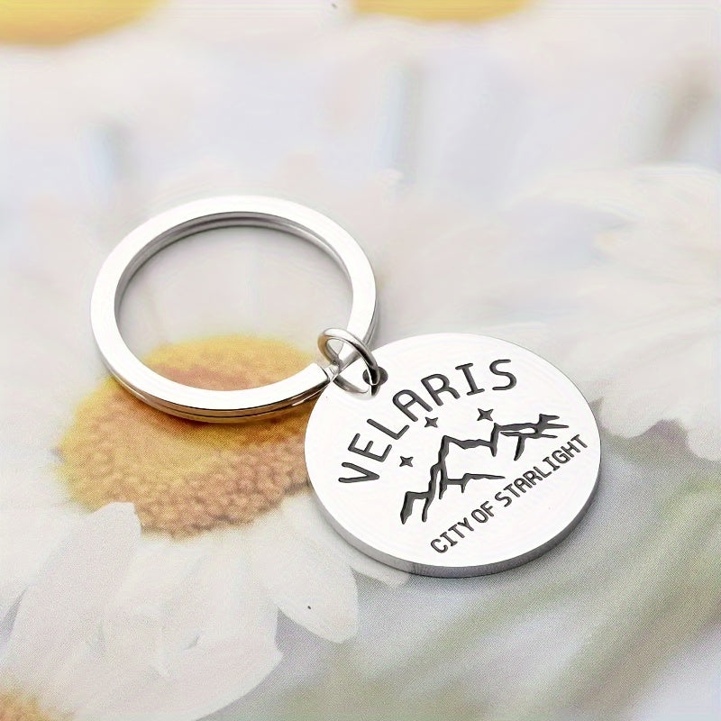 ACOTAR 1pc Velaris City of Starlight Stainless Steel Keychain Ring - Durable, Corrosion-Resistant, and Shiny Key Chain Accessory