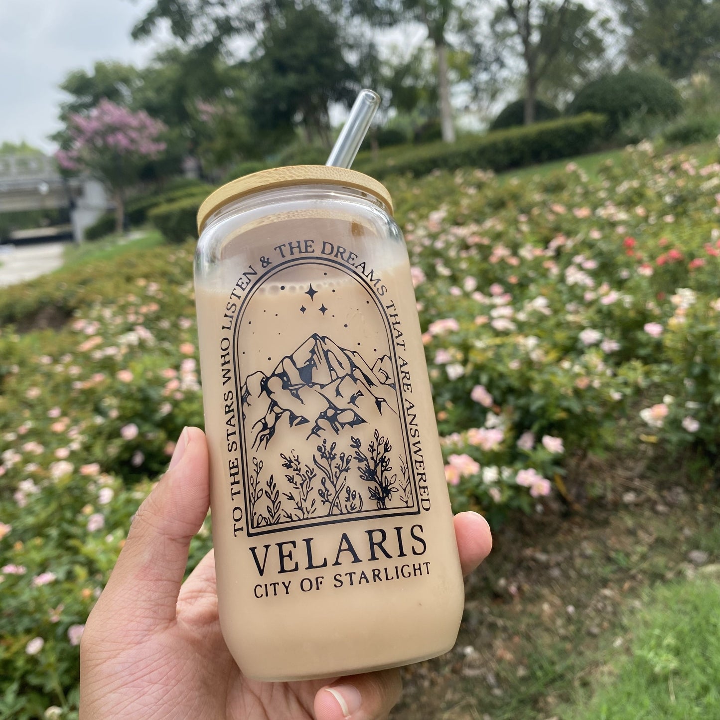 1pc Velaris City of Starlight 10 Oz Glass Cup - Reusable High-Quality Drinking Jar with Printed Design - Hand Wash Only
