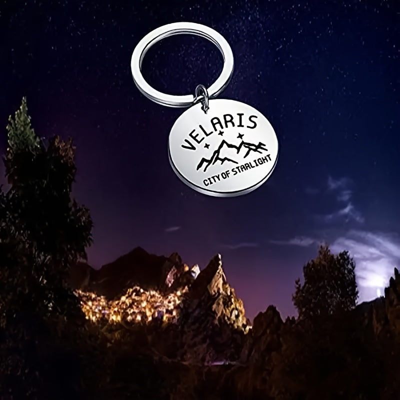 ACOTAR 1pc Velaris City of Starlight Stainless Steel Keychain Ring - Durable, Corrosion-Resistant, and Shiny Key Chain Accessory
