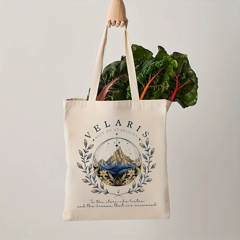 ACOTAR Velaris Pattern Tote Bag, Canvas Shoulder Bag