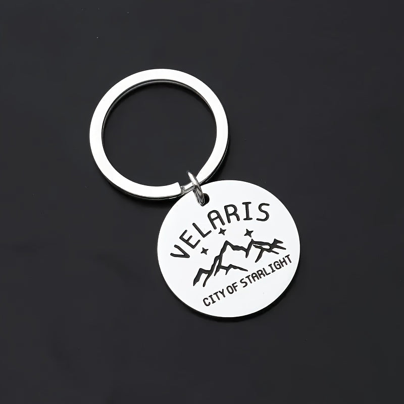 ACOTAR 1pc Velaris City of Starlight Stainless Steel Keychain Ring - Durable, Corrosion-Resistant, and Shiny Key Chain Accessory