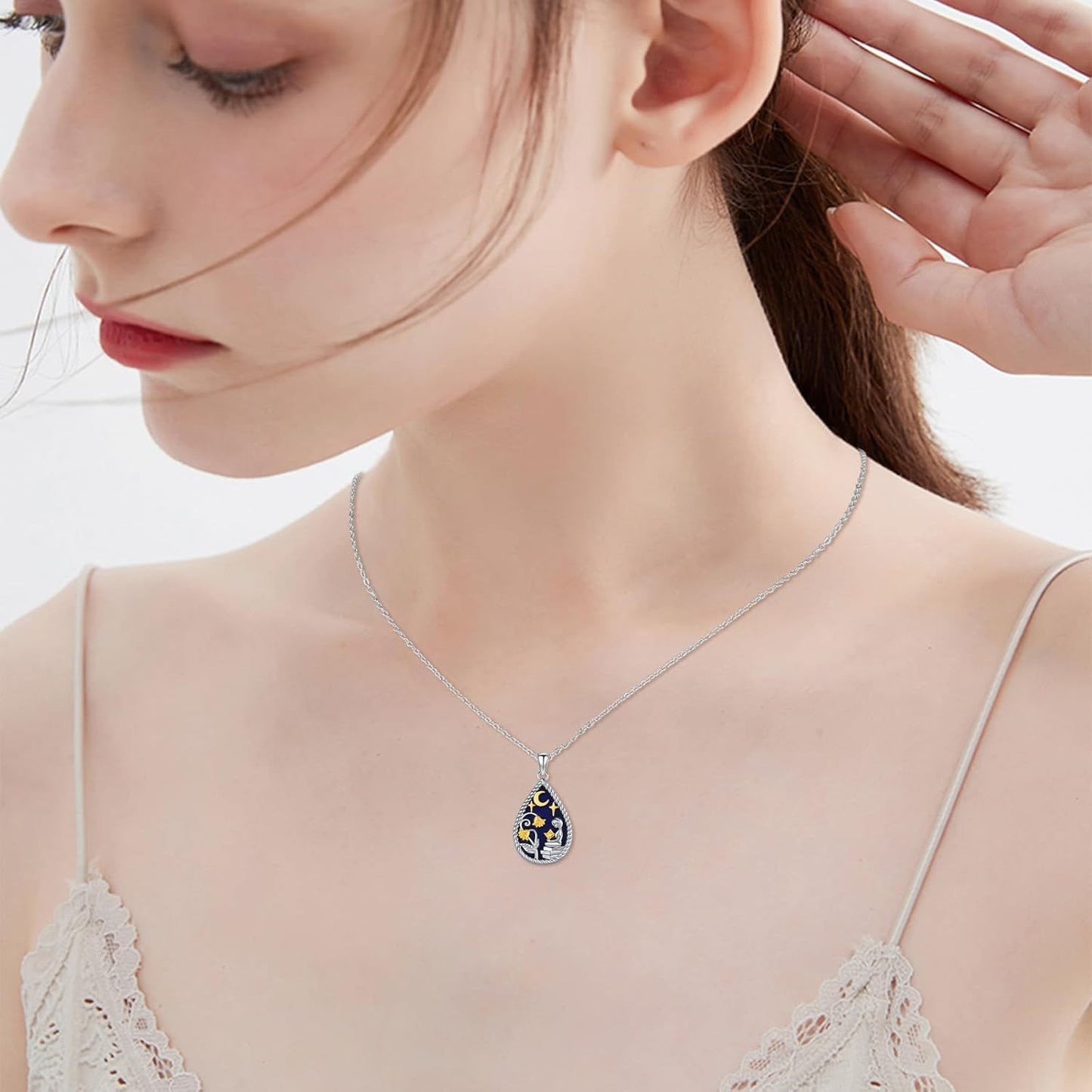 Book Lover Necklace Teardrop Pendant Reading Necklace