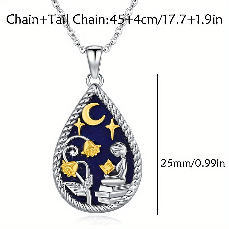 Book Lover Necklace Teardrop Pendant Reading Necklace