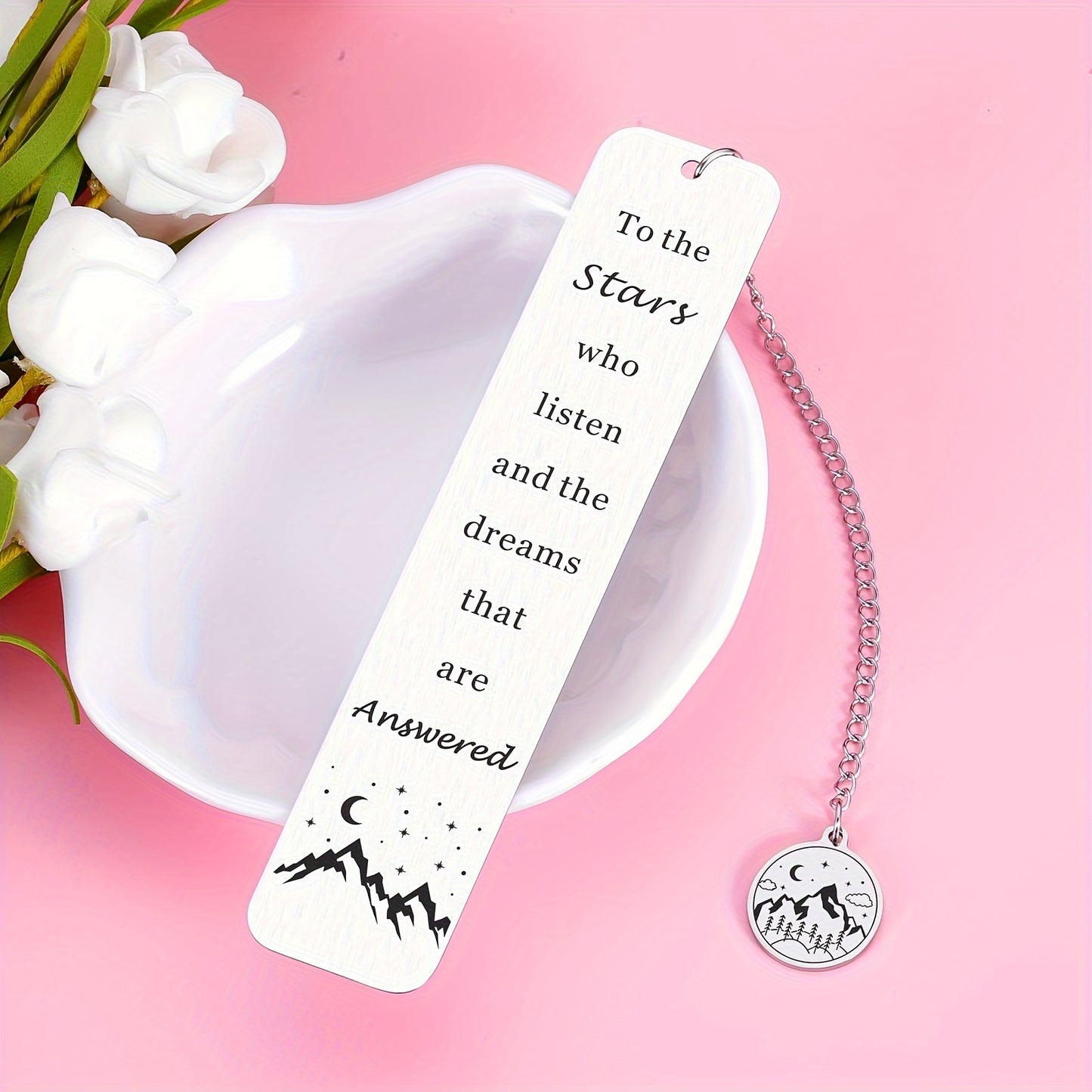 1pc ACOTAR Stainless Steel Inspirational Bookmark - Durable, Rust-Resistant, and Elegant Design