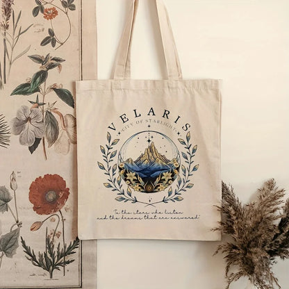 ACOTAR Velaris Pattern Tote Bag, Canvas Shoulder Bag
