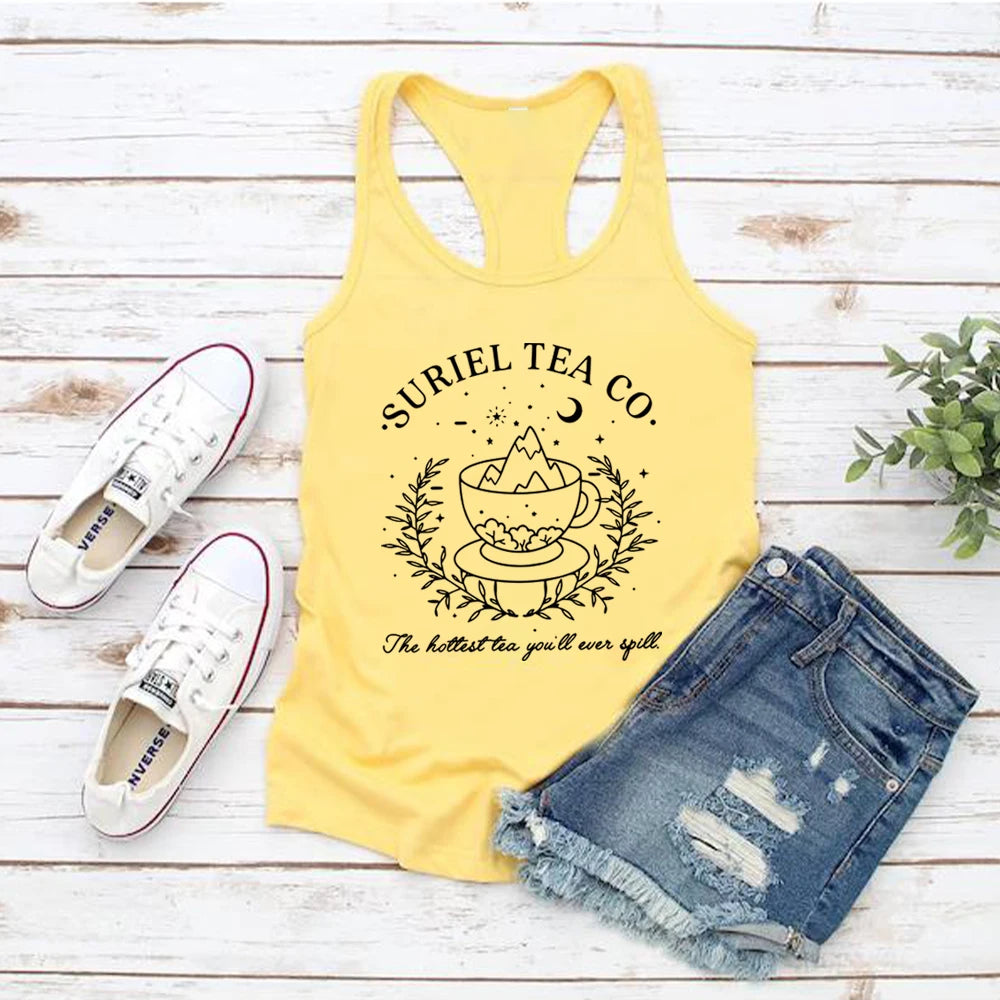 Suriel Tea Co Letter Print Tank Top Small-XXXL