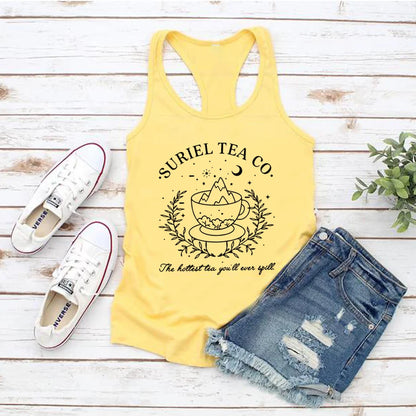 Suriel Tea Co Letter Print Tank Top Small-XXXL