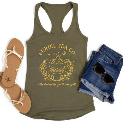 Suriel Tea Co Letter Print Tank Top Small-XXXL