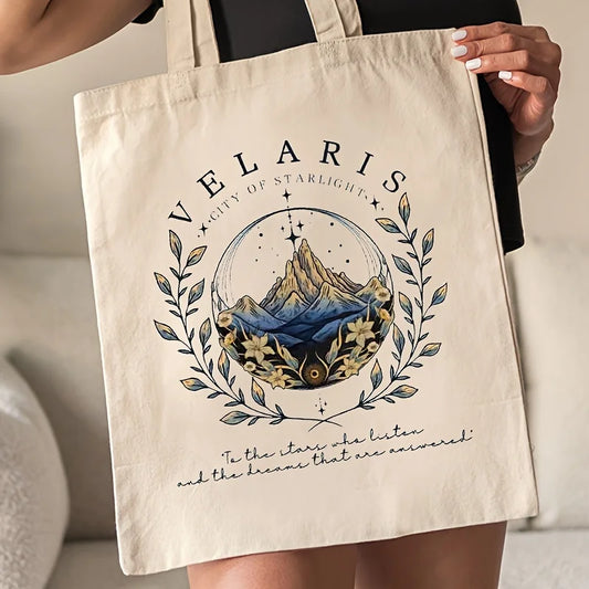 ACOTAR Velaris Pattern Tote Bag, Canvas Shoulder Bag