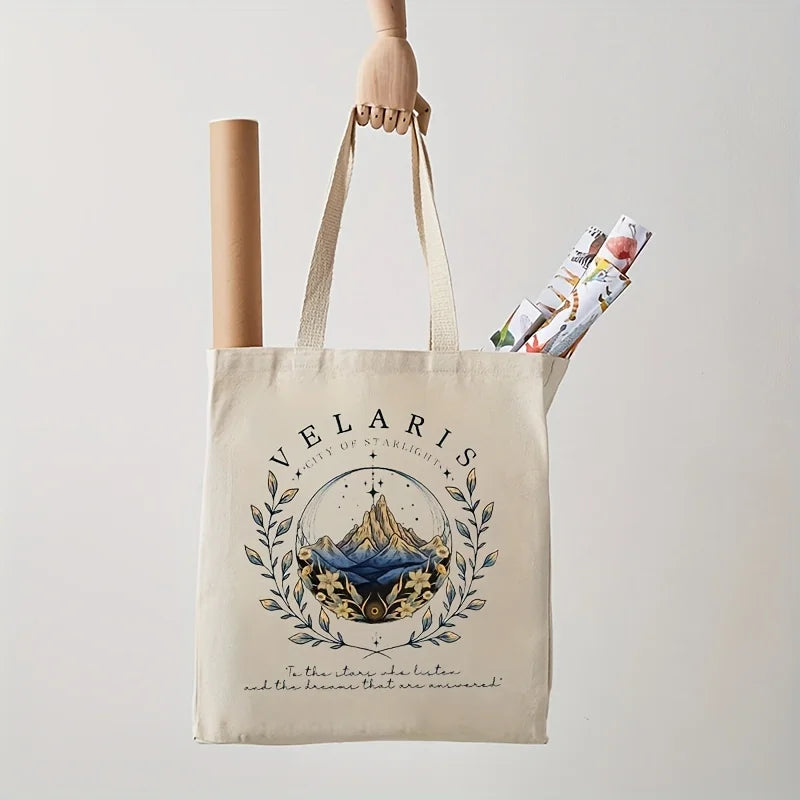 ACOTAR Velaris Pattern Tote Bag, Canvas Shoulder Bag