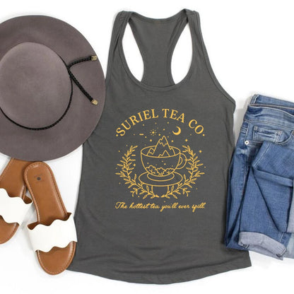 Suriel Tea Co Letter Print Tank Top Small-XXXL