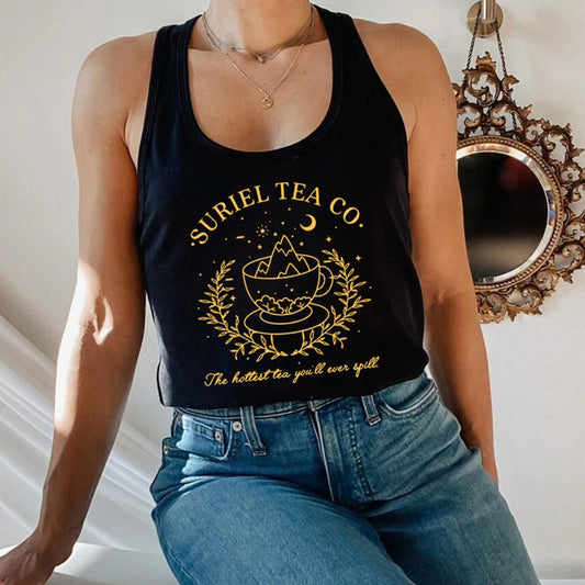 Suriel Tea Co Letter Print Tank Top Small-XXXL