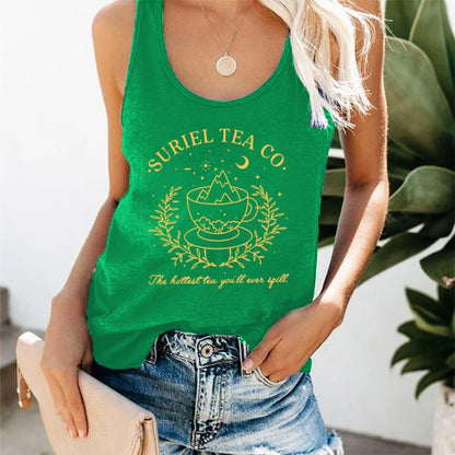 Suriel Tea Co Letter Print Tank Top Small-XXXL