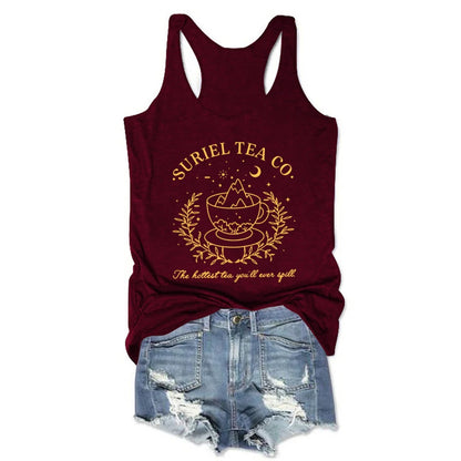 Suriel Tea Co Letter Print Tank Top Small-XXXL