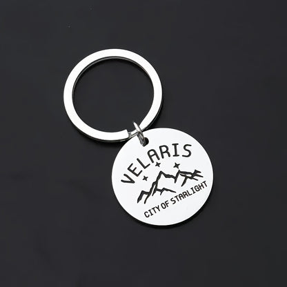 ACOTAR 1pc Velaris City of Starlight Stainless Steel Keychain Ring - Durable, Corrosion-Resistant, and Shiny Key Chain Accessory