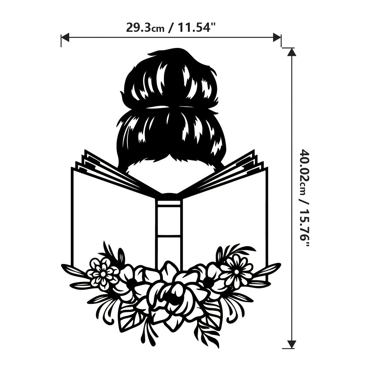 1pc Elegant Metal Wall Art - "Reading Woman with Floral Accents" | Ideal for Book Lovers & Home Decor | Unique Iron Gift for Reading Enthusiasts, Perfect for Room Decor
