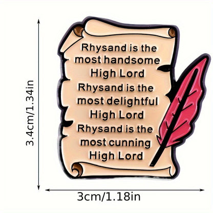 ACOTAR Rhysand High Lord Quote Metal Enamel Pin